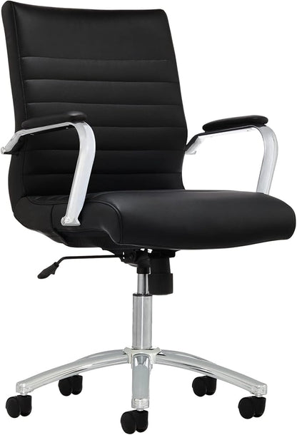 Realspace® Modern Comfort Series Winsley Bonded Leather Mid-Back Chair, Black