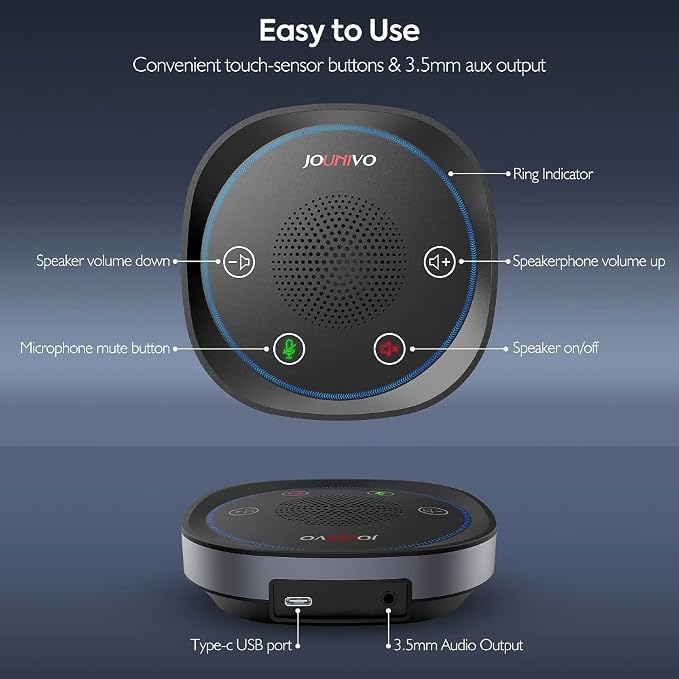 USB Speakerphone, Omnidirectional Computer Speaker with Microphone,Plug and Plays Portable Speaker with Microphone for Holding Meetings Anywhere with Immersive Sound