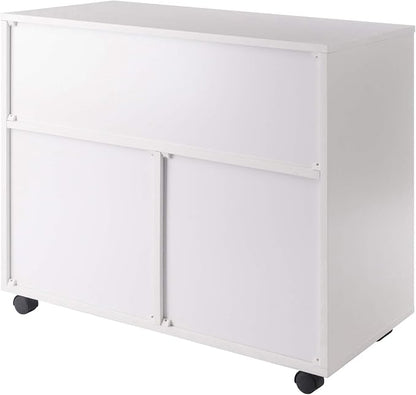 Winsome Halifax Mobile Storage Cabinet with 1 Door & 5 Drawers in White, Stylish & Functional Home Storage Cabinet for Filing, Kitchen Organization, Moveable Furniture for Office, Dorms, Apartments