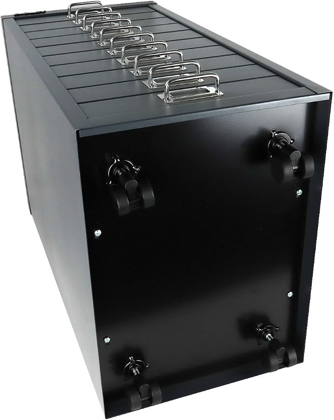 Bisley 10-Drawer Steel MultiDrawer Cabinet - Black | Chrome Pull Handles with Label Holders, Powder-Coated Steel, Removable Drawers, Fits Under Most Desks, Labels Included