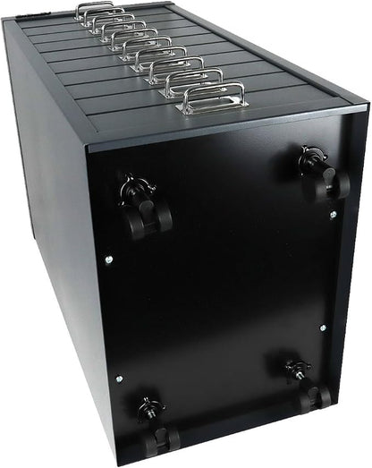 Bisley 10-Drawer Steel MultiDrawer Cabinet - Black | Chrome Pull Handles with Label Holders, Powder-Coated Steel, Removable Drawers, Fits Under Most Desks, Labels Included