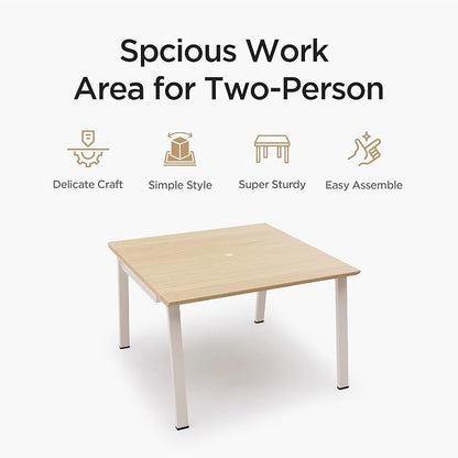 Modular Computer Office Desk, Modern Style Small Study Writing Workstation Table for Home & Business, 2 Person (47" x 47")