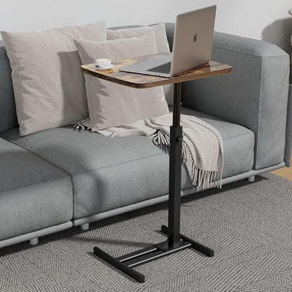 TV Tray Table for Small Spaces with 360° Swivel Tabletop & Height Adjustable,C Shaped Sofa Arm End Side Table, Bed Tray Stand for Eating Laptop,Living Room, Bedroom,Breakfast (Metal Base)