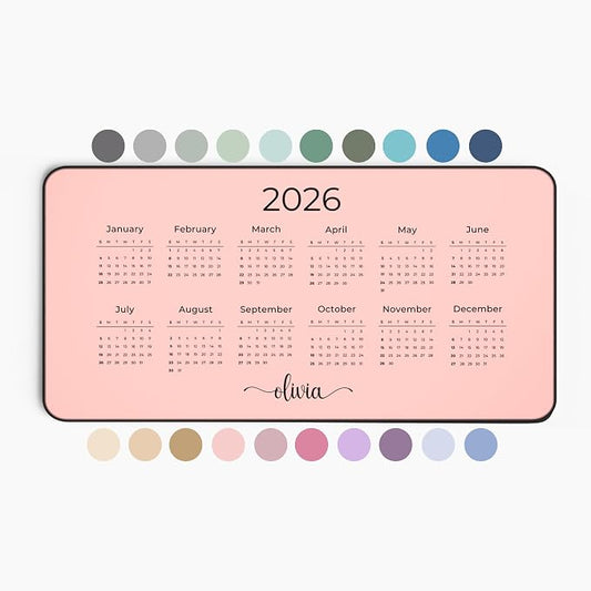 Hilis Personalized 2026 Mouse Pad Calendar, Custom Desk Mat, Gaming Office Work Desk Mat, 4 Sizes Mousepad, Office Supplies & Accessories Gift D07