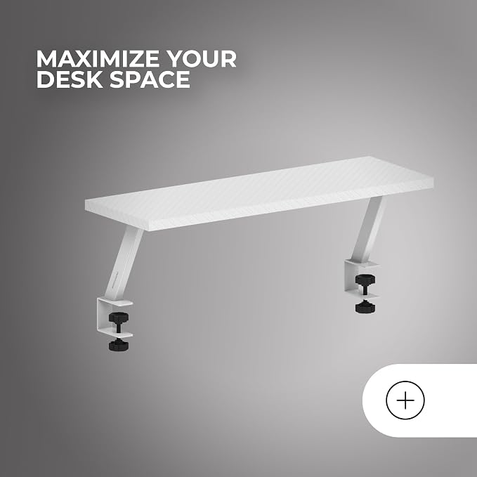 Mars Gaming MGDS, Monitor Raiser, Increases Monitor by 17 cm, Ergonomic Steel Table Stand, Carbon Fibreboard 60 x 20 cm, Screen Mount for Desks with 10 to 33 mm Thickness, White