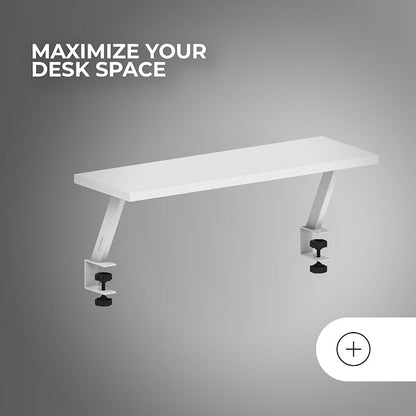 Mars Gaming MGDS, Monitor Raiser, Increases Monitor by 17 cm, Ergonomic Steel Table Stand, Carbon Fibreboard 60 x 20 cm, Screen Mount for Desks with 10 to 33 mm Thickness, White
