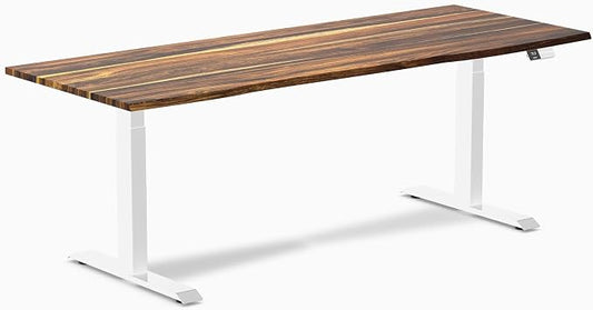 Desky Dual Hardwood Sit Stand Desk - 80x30 Electric Standing Desk - Dual Motor, 3 Stage Adjustable Height Desk - Solid Wood Standing Desk - Whole-Piece Top in Pheasantwood Wood