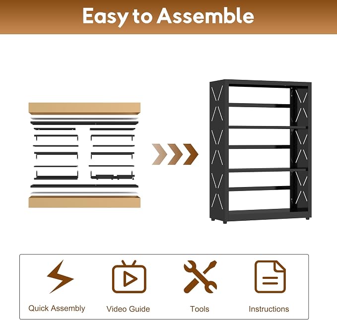 UNICOLY Bookshelves and Bookcases, 3 Tier Metal Bookshelf with Adjustable Shelves and Bookends, Open Shelf Bookcase, Display Shelves for Home Decor Bedroom, Living Room, Home Office, Black