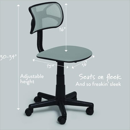 Urban Lifestyle Swivel Mesh Desk Chair, Silver 21D x 21W x 33H in