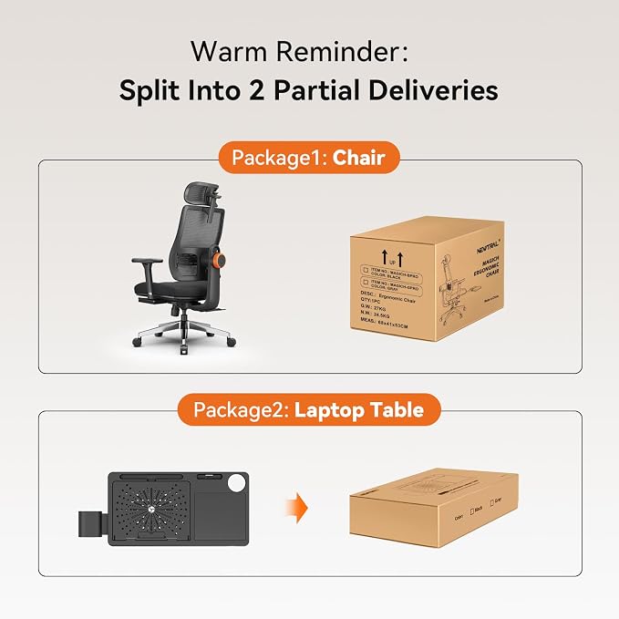 Newtral Ergonomic Office Chair with Laptop Tray, Auto-Tracking Adaptive Lumbar Support, 4D Armrest & 5D Adaptive Headrest, High Back Mesh Desk Chair with Footrest, 136° Recline, Home Office Gaming