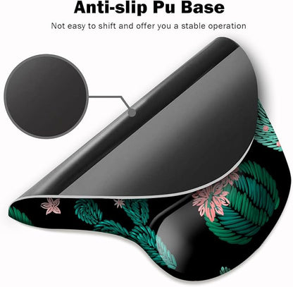 DOOKE Ergonomic Mouse Pad with Wrist Support and Coaster,Mouse Pads with Non-Slip PU Base for Home Office Working Studying Easy Typing & Pain Relief Cute Cactus