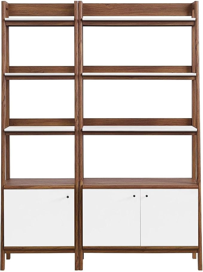 Modway Bookshelf Display Cases in Walnut White - Set of 2