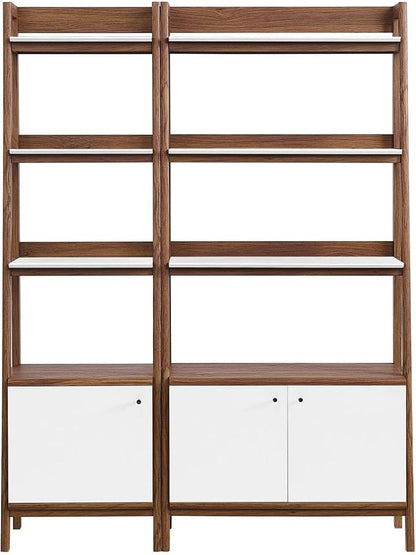 Modway Bookshelf Display Cases in Walnut White - Set of 2