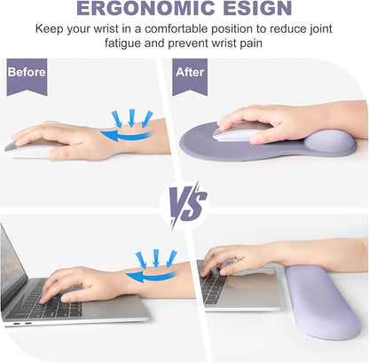 4-in-1 Large Gaming Mouse Pad, Keyboard Wrist Rest Pad & Wrist Support Mousepad Set, Extended Desk Pad Waterproof Desk Mat Protector for Home Office Decor Study Game 35.4×15.7 Inches I Noble Purple