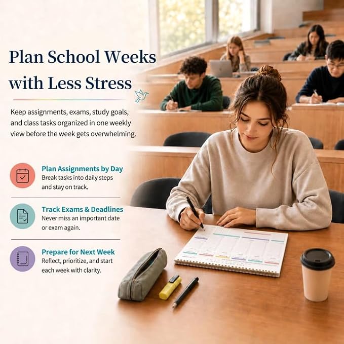 Weekly To Do List Notepad from Monday to Sunday Planning for 1 year, 8.5" x 11" Daily Planner for ADHD, Adults & Teens, Desk Schedule Journal with Habit Tracker for Work, Home, School, and Daily Chores