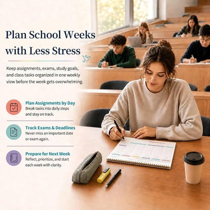 Weekly To Do List Notepad from Monday to Sunday Planning for 1 year, 8.5" x 11" Daily Planner for ADHD, Adults & Teens, Desk Schedule Journal with Habit Tracker for Work, Home, School, and Daily Chores