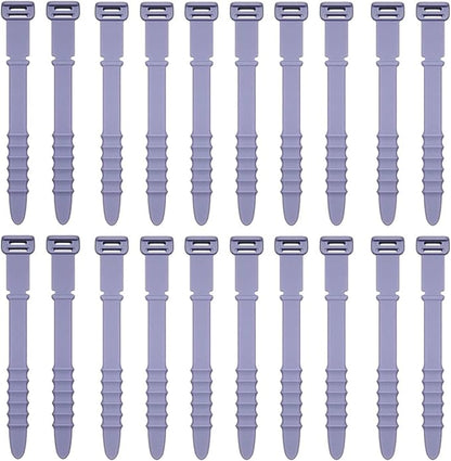 Reusable Silicone Zip Ties Cord Organizer: Silicone Cable Ties Straps for Cable Management - 20PCs 4.5” Purple Elastic Wire Cord Organizer for Home Office and Travel