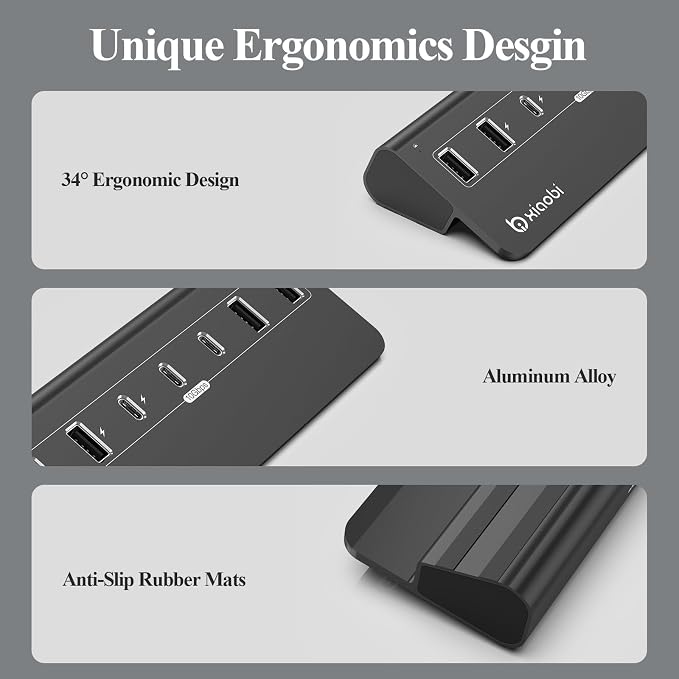 USB C Hub,USB Hub Powered with 5V 3A Power Adapter, 10Gbps USB Splitter with 4 USB-A and 3 USB-C Ports, 7-Port Type C Multiport Adapter for MacBook Air/Pro, iPhone 16/15, Laptop and More(Black)