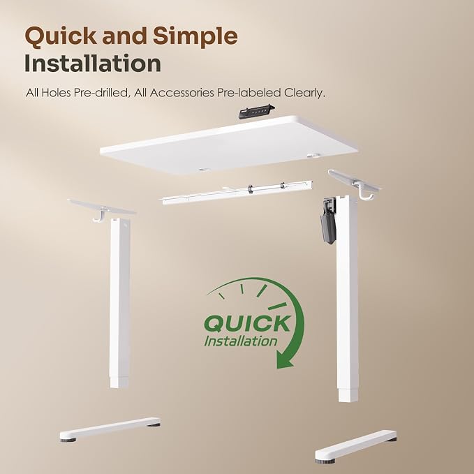 Monomi Standing Desk, 39.4‘’ Small Sit Stand up Height Adjustable Electric Standing Desk with 3 Memory Setting, Ergonomic Home Office Computer Desk, White