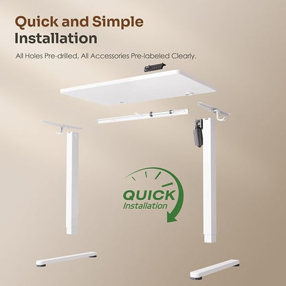 Monomi Standing Desk, 39.4‘’ Small Sit Stand up Height Adjustable Electric Standing Desk with 3 Memory Setting, Ergonomic Home Office Computer Desk, White