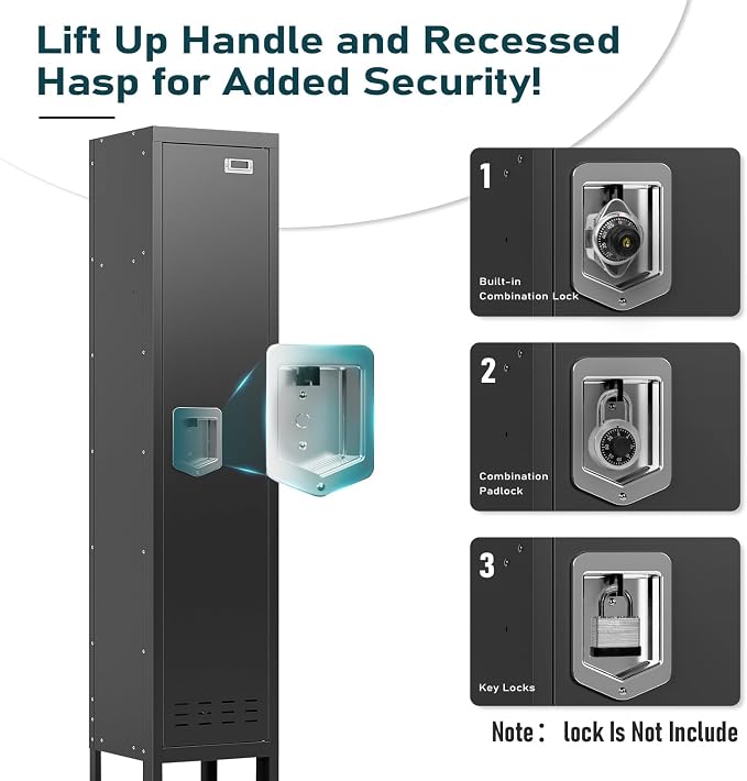 BUTISOW Metal Lockers - 66" Height Steel Lockers for Employees with Door Storage Locker with Card Slot for Employees Gym School Home Office Garage - Assembly Required
