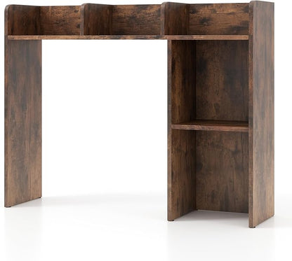LDAILY Desktop Shelf, Multipurpose Wood Desk Hutch for Max 27" Computer Monitor, Countertop Storage Hutch with 5 Shelves, 3 Tier Desktop Display Rack for Dorm Office Home (Rustic Brown)