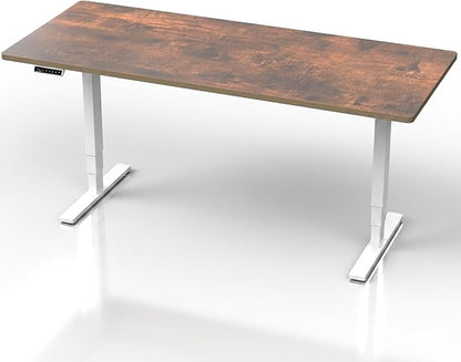 VIVO Electric 71 x 30 in Standing Desk, Touch Screen Adjustment, 220 lb Frame Support, 2E Series, Vintage Brown Top, White Frame, DESK-KIT-2EW71N