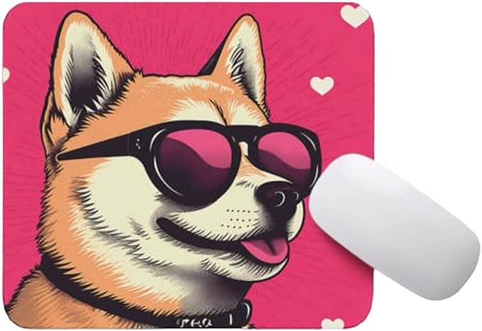 Pink Mousepad Glamour Dog Shiba Inu Mouse Pad for Home Office Gaming Working Desk Computer Desktop Accessories Non-Slip Rubber Mousepad for Dog Lovers Corgi