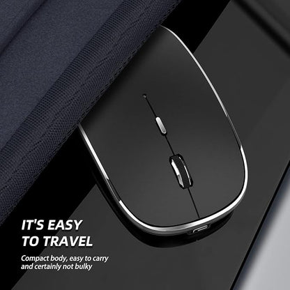 Halpilt Wireless Mouse Chargeable Portable Silent USB-A and Type-C Dual Mode Wireless Mouse 3 Adjustable DPI for Laptop, Mac, Android, PC (Q23S Black)