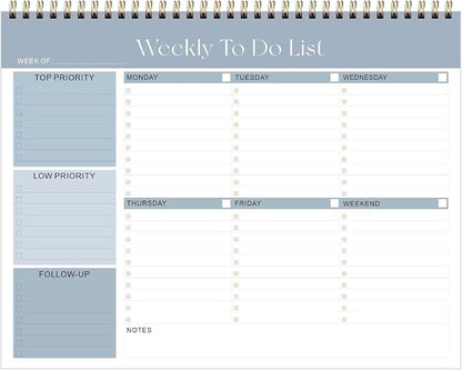 Weekly To Do List Notepad, Undated Planner with 52 Sheets (8.5''x11''), Desk Weekly Planner for Women & Man, Home School & Work