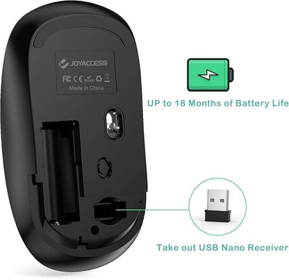 JOYACCESS Wireless Mouse for Laptop, J 2.4G Slim Portable Wireless Silent Mouse, 5 Adjustable DPI, Computer Mouse Wireless with USB Receiver for Desktop,PC,Notebook,MacBook,Chromebook (Black)