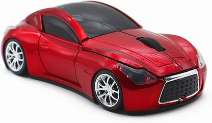 Ai5G Race Car Mouse Wireless Sports Car Shaped Computer Optical Mouse 2.4GHz LED Light Shining for Desktop Laptop (Red)