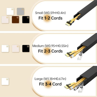 Delamu Black Cord Hider, 85in Cord Covers for Wires on Wall, One-Cord Cable Hider, Wire Hiders Wire Covers for TV Cords on Wall, Easy Mount Cable Cover Management Kit, 6X L14.2 W0.59 H0.4in, Black
