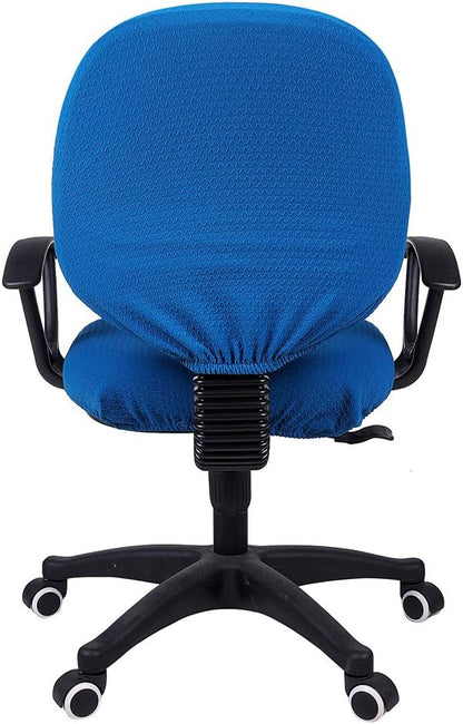 Smiry Stretch Jacquard Office Computer Chair Covers, Removable Washable Universal Desk Rotating Chair Slipcovers Protector, Seat + Backrest Cover, Ocean Blue