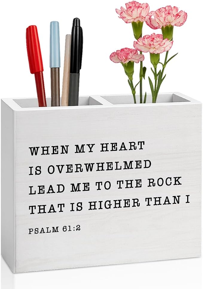 Christian Office Decor Bible Pen Holder Religious Christian Teacher Appreciation Gifts Scripture Wooden Pencil Holder desk decor for Desk Library Holder2834