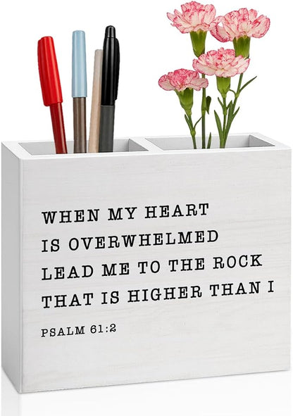 Christian Office Decor Bible Pen Holder Religious Christian Teacher Appreciation Gifts Scripture Wooden Pencil Holder desk decor for Desk Library Holder2834