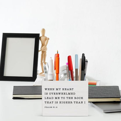 Christian Office Decor Bible Pen Holder Religious Christian Teacher Appreciation Gifts Scripture Wooden Pencil Holder desk decor for Desk Library Holder2834