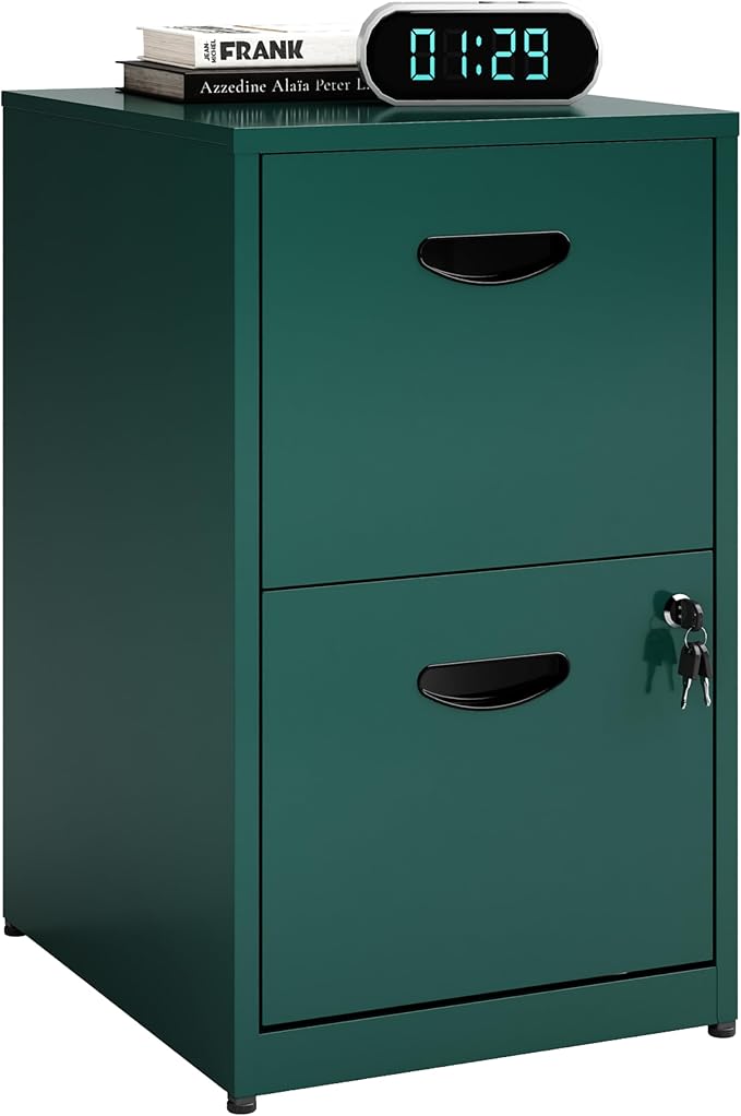 Polup 2 Drawer File Cabinet with Lock, Office File Cabinet with Drawers for Under Desk, Small Filling Cabinet for Home Office, Green, Assembly Required