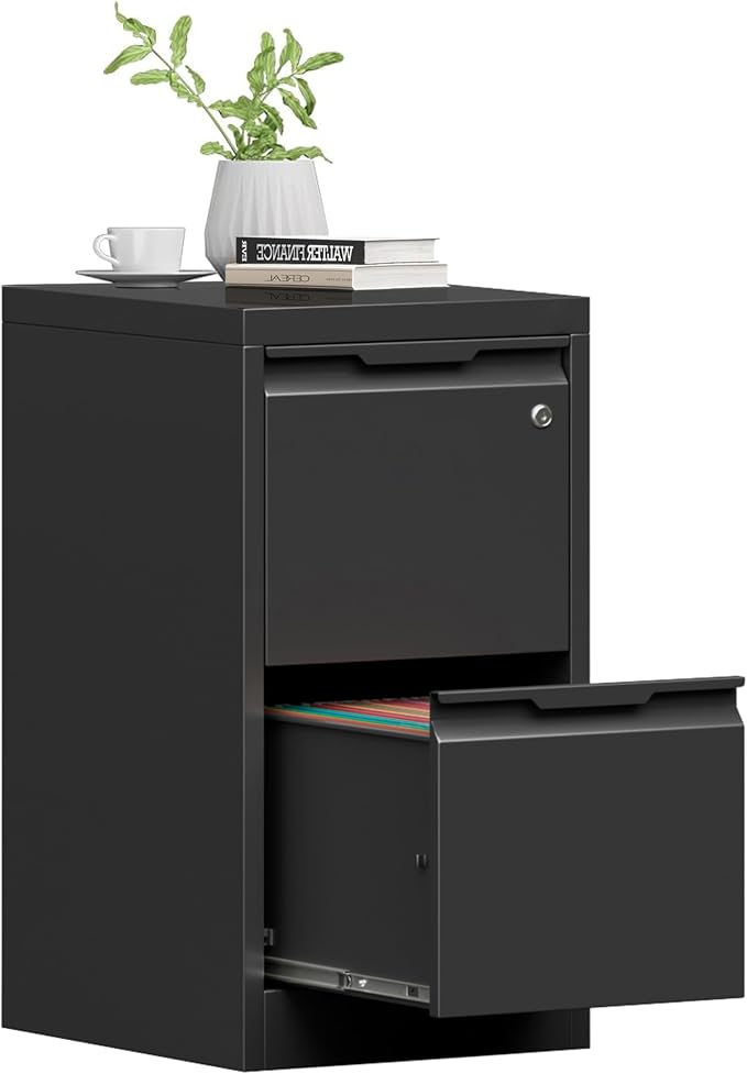 2 Drawer File Cabinet with Lock, Filing Cabinets for Home Office | Small File Cabinet Under Desk, Lockable File Cabinet, Metal File Cabinet for Letter/Legal/A4/F4 Size, Assemble Required