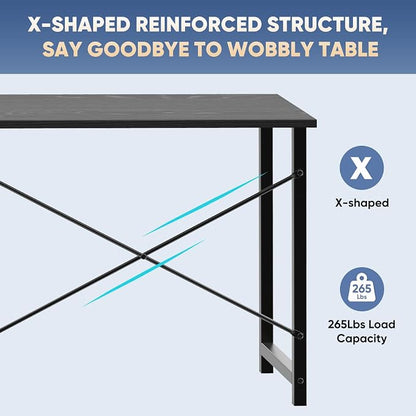 DUMOS 32 in Small Computer Desk for Home Office, Modern Study Work Table Simple Style for Bedroom, Writing Desks with X-Shaped Reinforcement, 2 Pack, Black