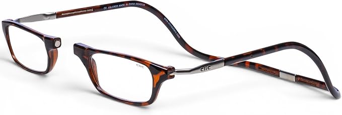 Clic Magnetic Reading Glasses for Men or Women, Computer Readers, Original Expandable (M-XL, Dark Demi, 1.25 Magnification)