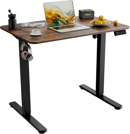 ERGOMAKER 35" Electric Standing Desk, Adjustable Height, Sit Stand Up Desk for Home Office & Computer Workstations, Memory Controller, Rustic Brown