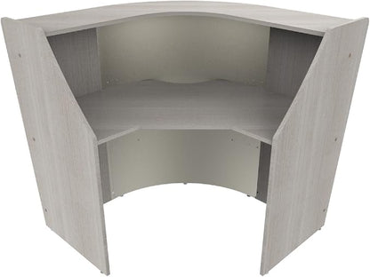 Linea Italia ZUD293 Corner Modern Office Reception Desk with Counter, Tool-Free Assembly, Reception Counter for Lobby, Salon, 48" x 48", Gray/Ash