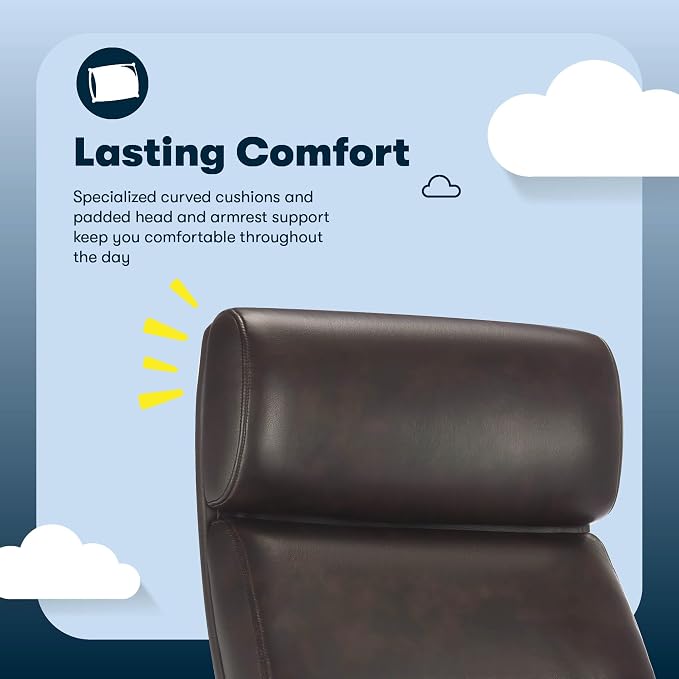 Serta Comfort Executive Big & Tall Office Chair, Ergonomic High-Back Computer DeskChair, Semi Plush Cushion Seat, Soft Padded Armrests, SertaQuality Foam, Metal Swivel Base, Bonded Leather, Brown