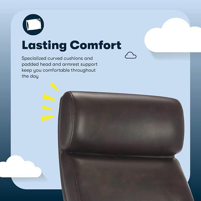 Serta Comfort Executive Big & Tall Office Chair, Ergonomic High-Back Computer DeskChair, Semi Plush Cushion Seat, Soft Padded Armrests, SertaQuality Foam, Metal Swivel Base, Bonded Leather, Brown
