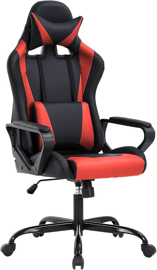 BestOffice High-Back Gaming Office Chair Racing Style Computer Desk Chair Ergonomic Executive Swivel Rolling Chair with Lumbar Support for Women, Men(Red)