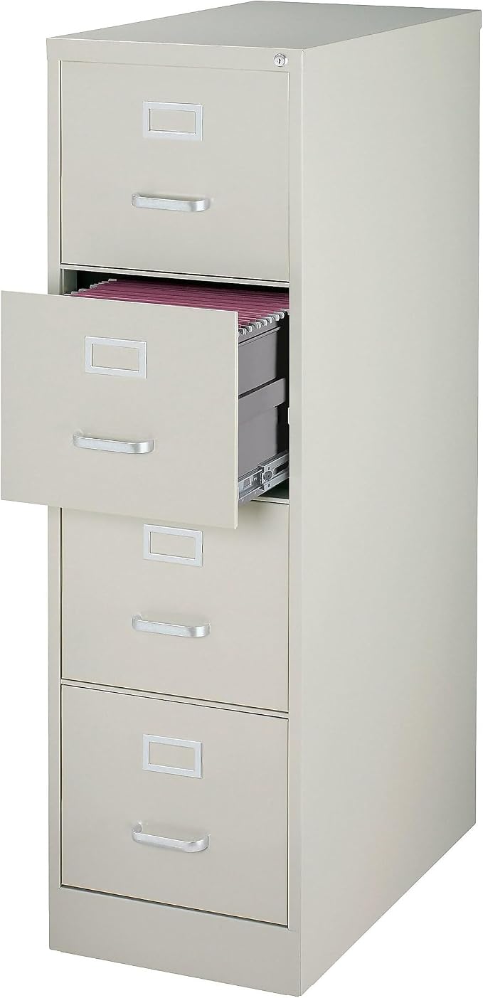 STAPLES 470384 4 Drawer Vertical File Cabinet Metal Lt Grey LTR 26.5-Inch D