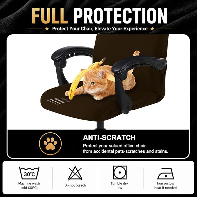 Stretch Computer Office Chair Cover with Durable Zipper - Universal Washable Removable Spandex Rotating Boss Chair Slipcovers for Dogs, Cats, Pets - Anti-dust Soft Desk Chair Seat Protector