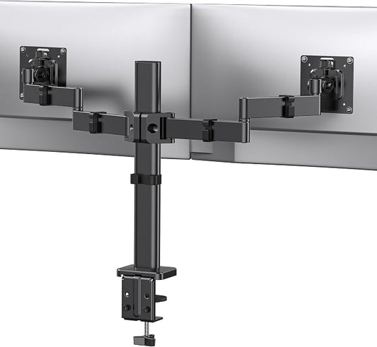 ErGear Dual Monitor Stand for 17-32 inch, Dual Monitor Mount with Adjustable Tilt, Swivel, Rotation, Tiered Arms for Extra Height, Supports 22 lbs per Arm