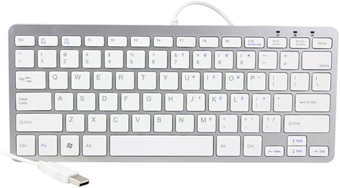 iKKEGOL USB Slim Mini Wired 78 Key Small Super Thin Compact Keyboard for Desktop Laptop PC Win 7 Mac (White)